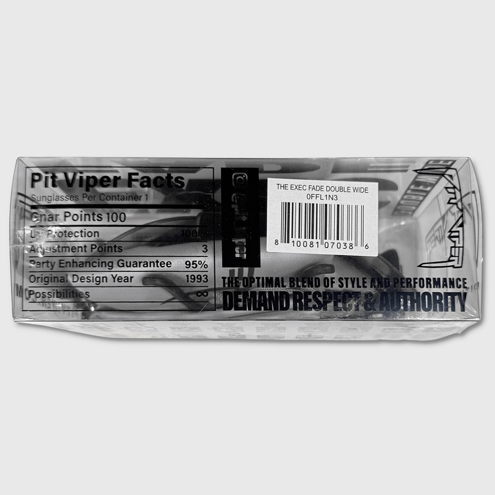 PIT VIPER The Exec Double Wide Sunglasses - NIB Black / Grey Fade - #48819-SUN3 - Picture 5 of 6